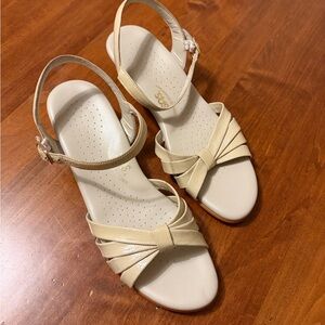 Women's Cream Knotted Front Ankle-Strap Sandals, Size 8